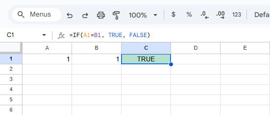 Ô có giá trị TRUE sẽ được tô màu xanh.