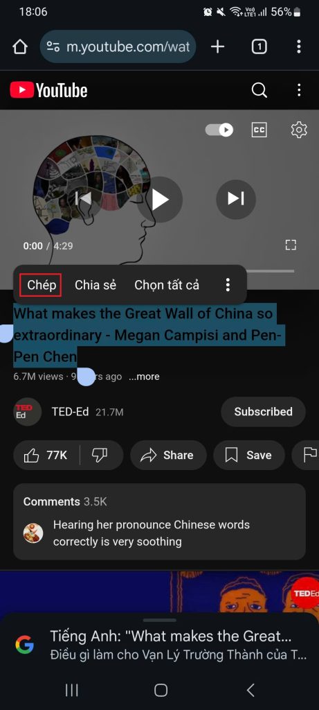 Sau đó mở link trên trình duyệt → bạn có thể bôi đen và copy text dễ dàng.